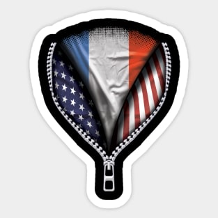 French Flag  France Flag American Flag Zip Down - Gift for French From France Sticker